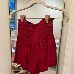 Red Smocked Women's Skirt